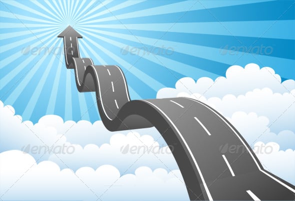 Arrow Road Through the Clouds