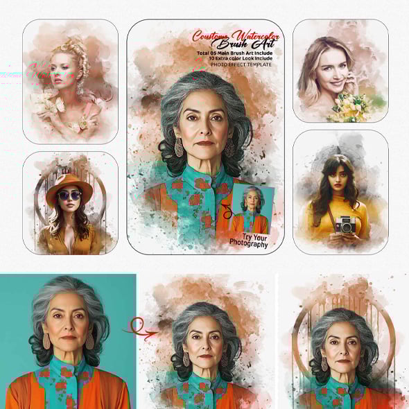 Costume Watercolor portrait Painting