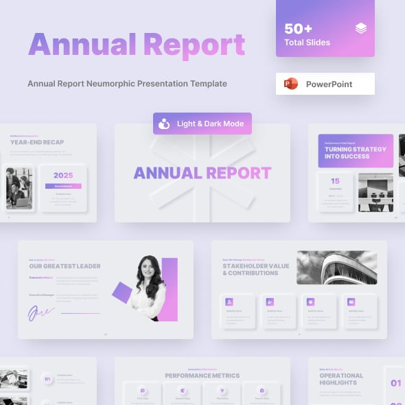 Annual Report Neumorphic PowerPoint Template