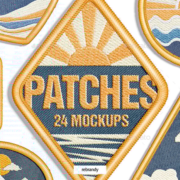 Embroidery Effect Patch Mockups Set