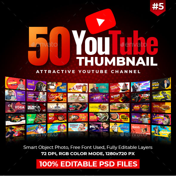 50-Youtube Thumbnail Templates