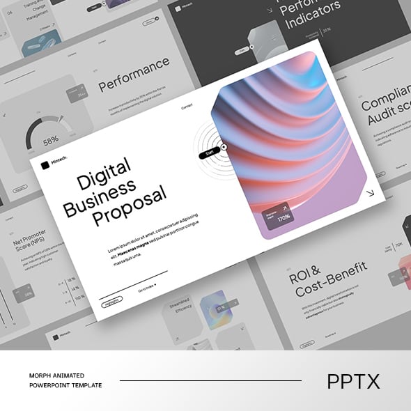 Mintech - Interactive Morph Animated Digital Business Presentation Powerpoint template