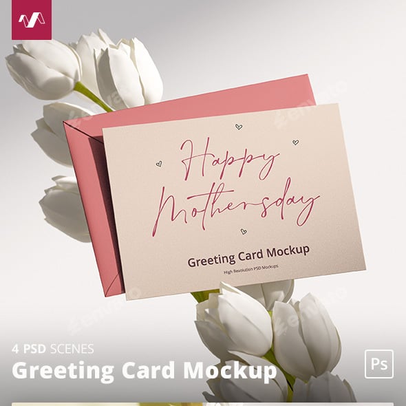 Greeting Card Mockup Flower Scenes