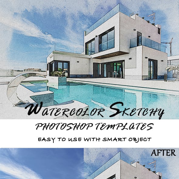 Watercolor Sketchy Photoshop Templates