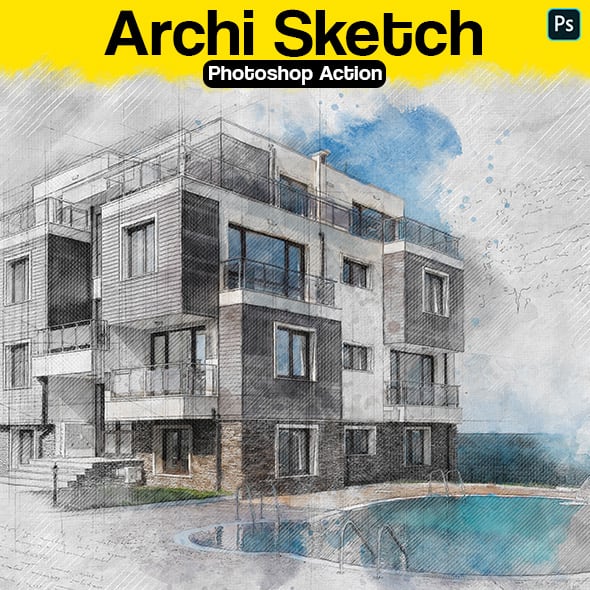 Archi Sketch Photoshop Action - Architecture Sketch