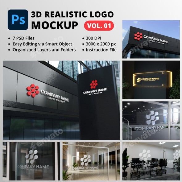 3D Realistic Logo Mockup