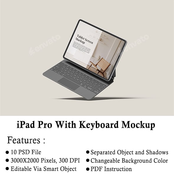 iPad Pro With Keyboard Mockup