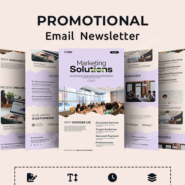 Marketing Solutions Email Newsletter PSD Template