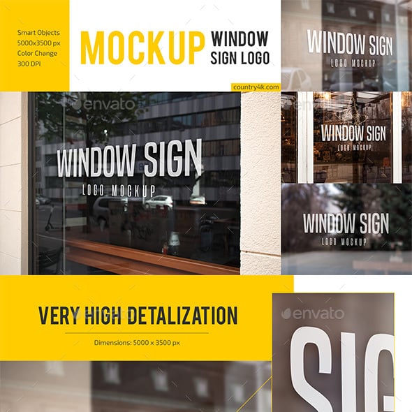 Window Sign Logo Mockup Set