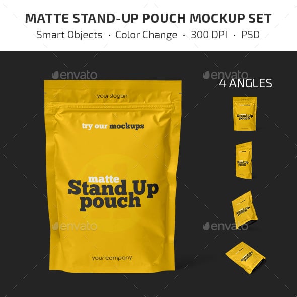 Matte Stand-Up Pouch Mockup Set