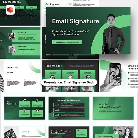 Green Email Signature Deck Presentation