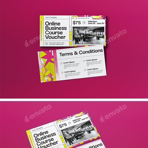 White Pink Utilitarian Business Course Voucher