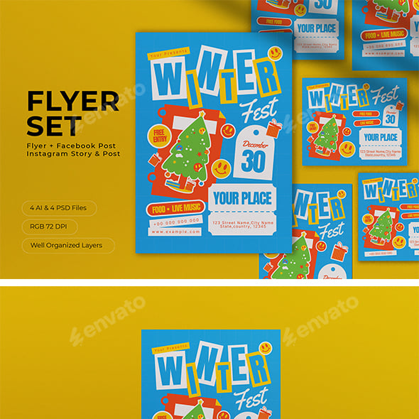 Blue Scrapbooking Winter Festival Flyer