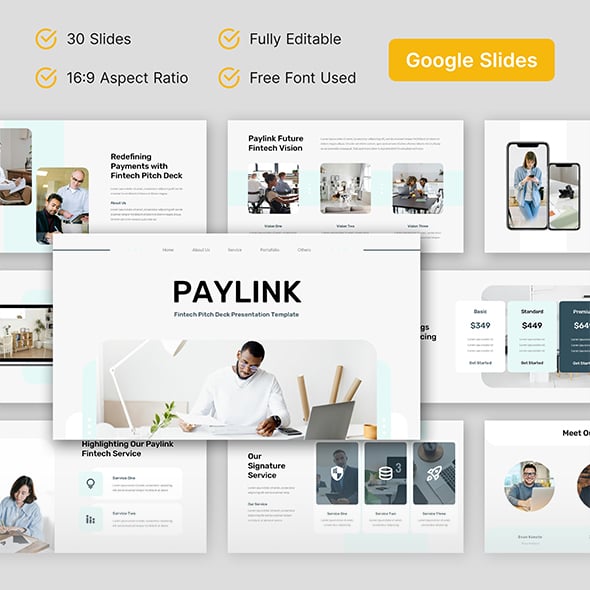 Paylink – Fintech Pitch Deck Google Slides Template