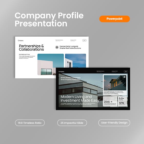 Black White Modern Real Estate Company Profile Presentation