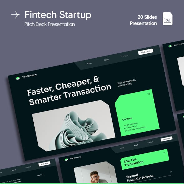 Green Midnight Modern Fintech Startup Pitch Deck