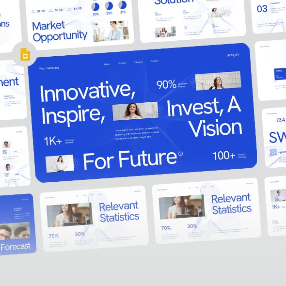 Blue Modern Business White Pitch Deck - Google Slides