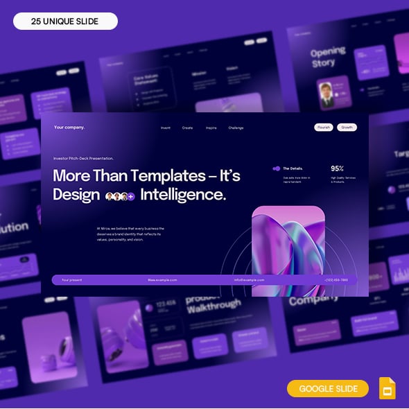 Purple Modern Pitch Deck Presentation Google Slides Template