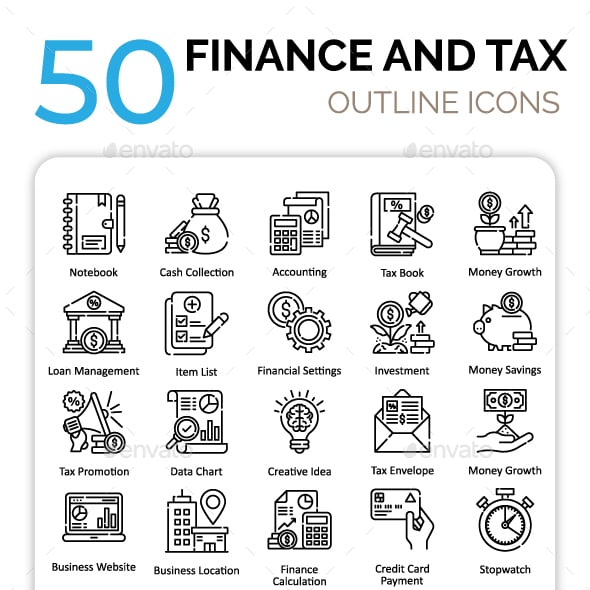 Finance and Tax Outline Icons