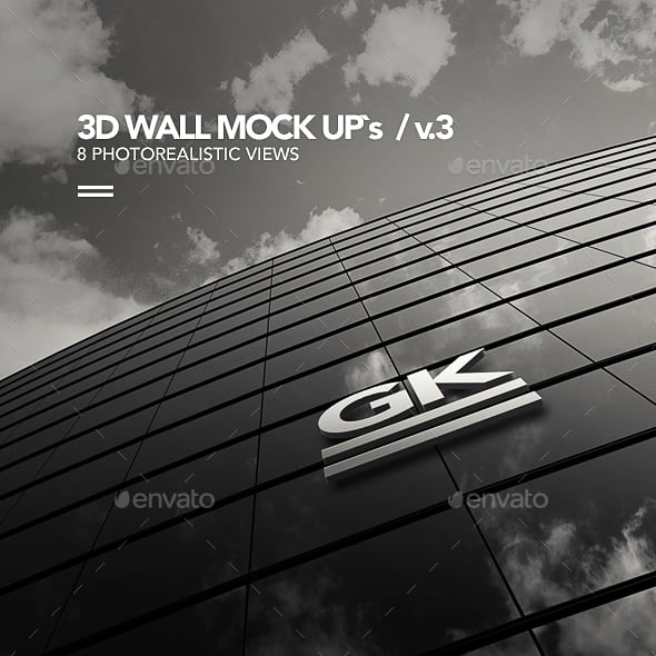 3D Logo Signage Wall Mock Up / v.3