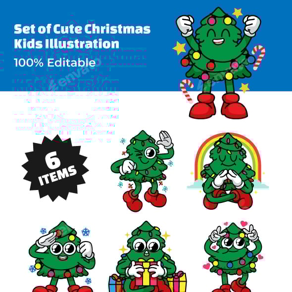 Set of Christmas Tree Illustration