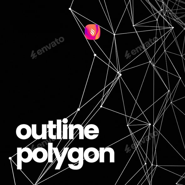 Line Polygon on a Black Background