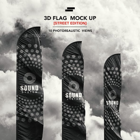 3D Feather Flags / Bow / Sail Flag Mockup