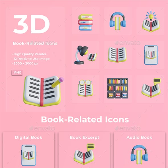 3D Book Related Icon
