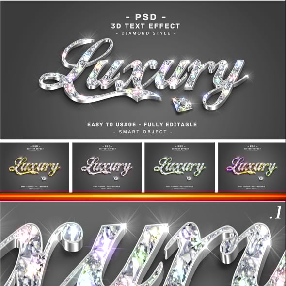 10 Pack 3d Diamond Colors Text Style Effects for Photoshop