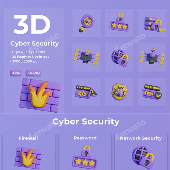 3D Cyber Security Icon