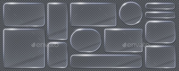 Glass Light Frames and Borders Realistic 3d Set