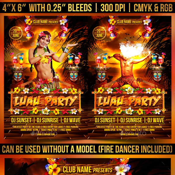 Luau Party Flyer Template