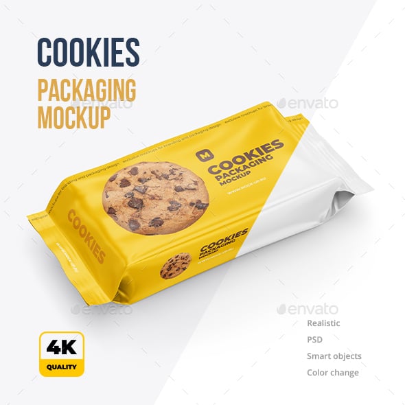 Cookies Flow Pack Mockup. Half-Side view