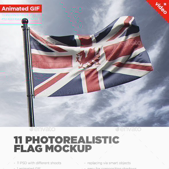 11 Photorealistic Flag MockUp