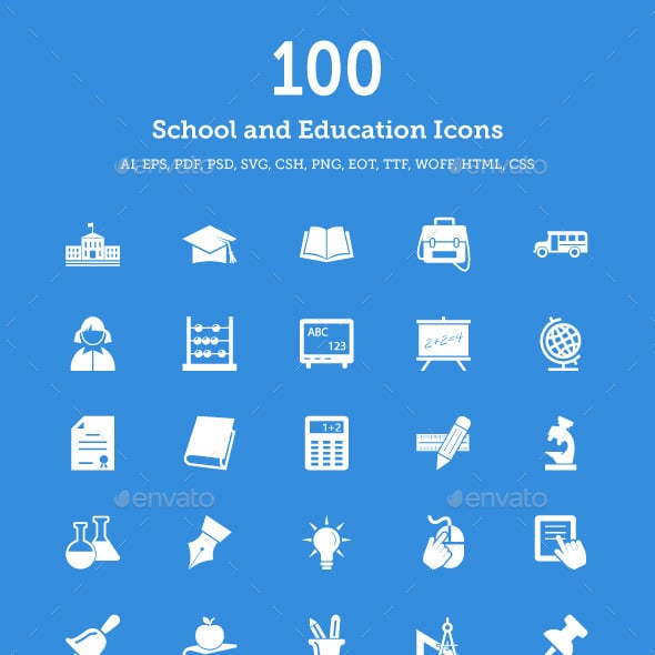 School and Education Vector Icons