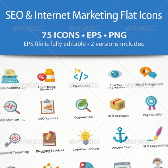 SEO & Internet Marketing Flat Icons