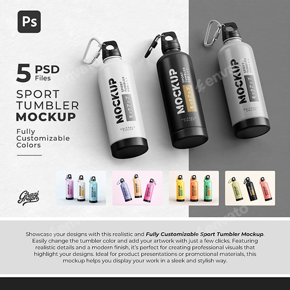 Sport Tumbler Water Bottle Mockup